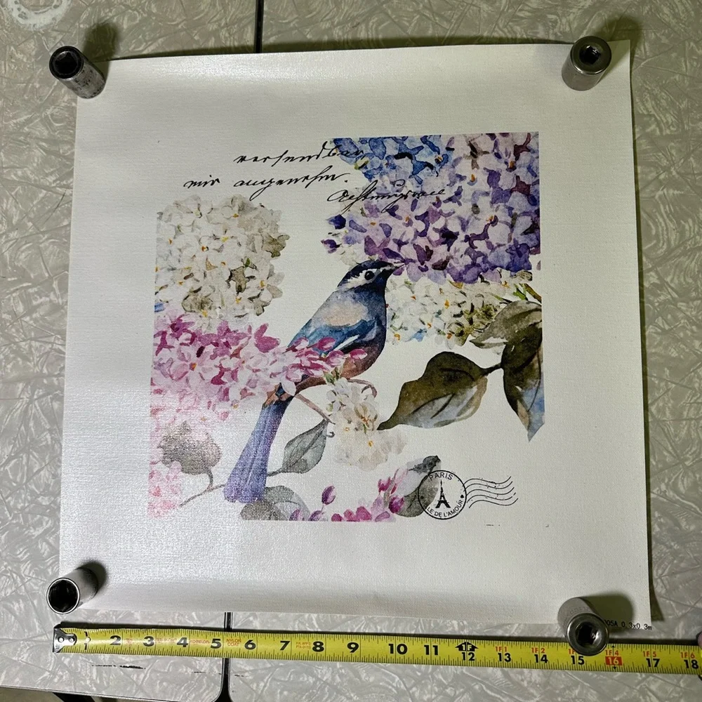 Printed art on loose unstretched‎ Canvas Bluebird Hydrangea Craft